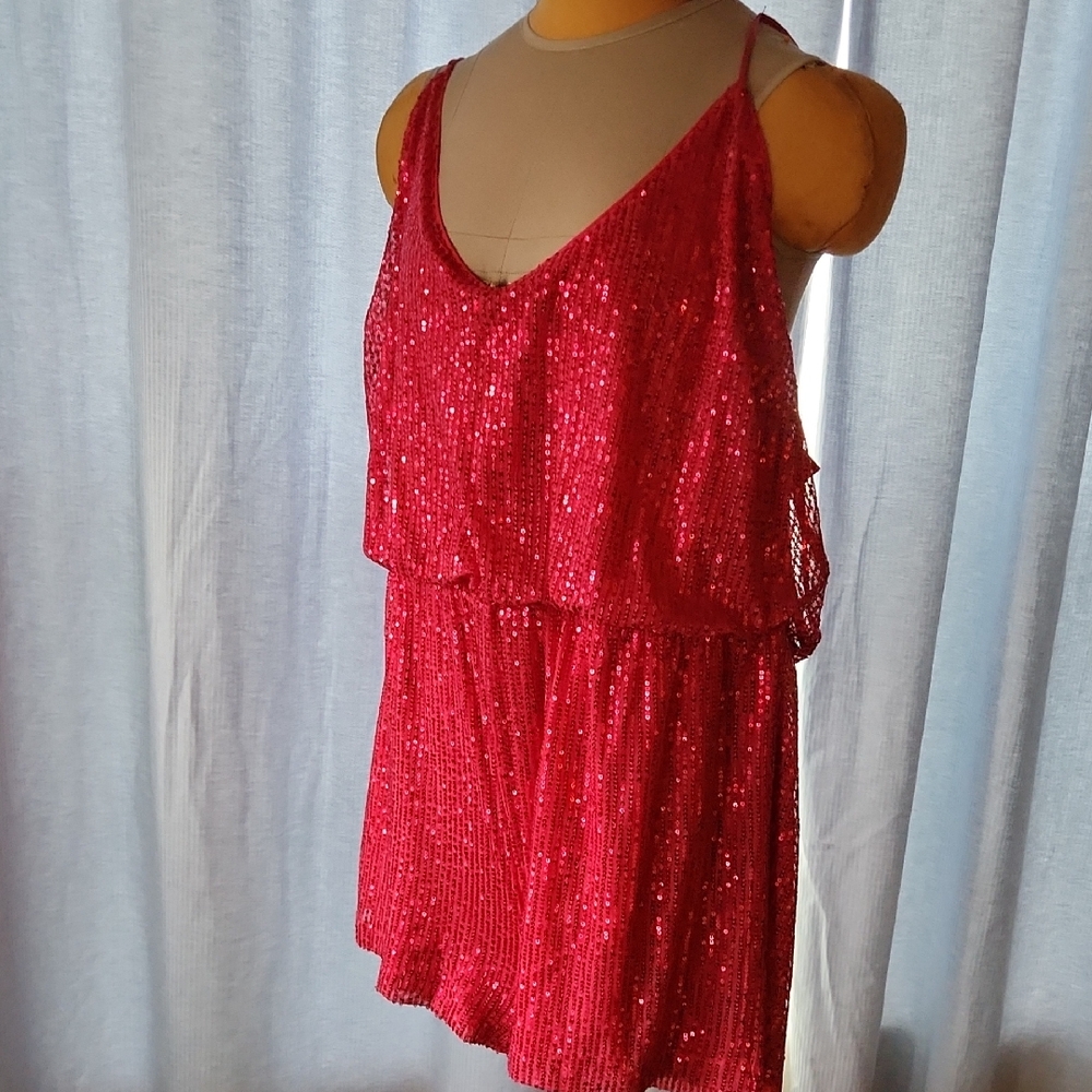 Double Crazy Hot Pink Sequin Romper